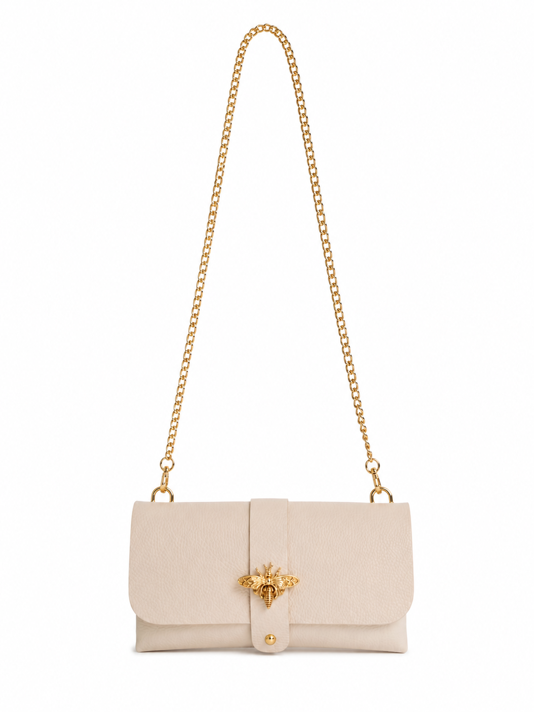 Poșetă din Piele Naturală Ape de Umăr Beige Made in Italy