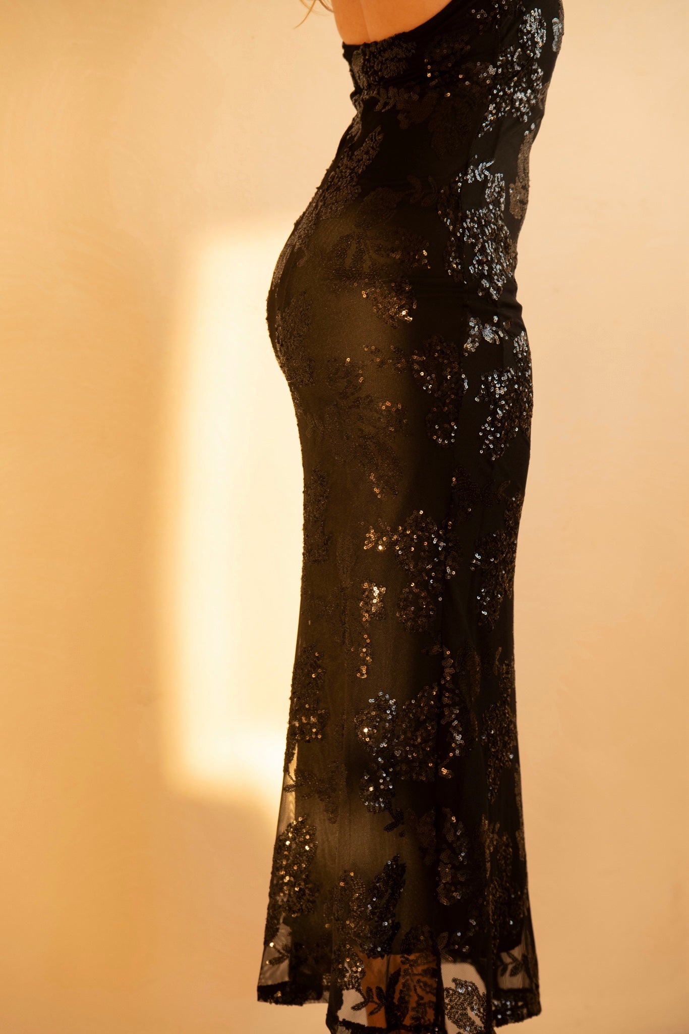 Black Stardust Halter Dress