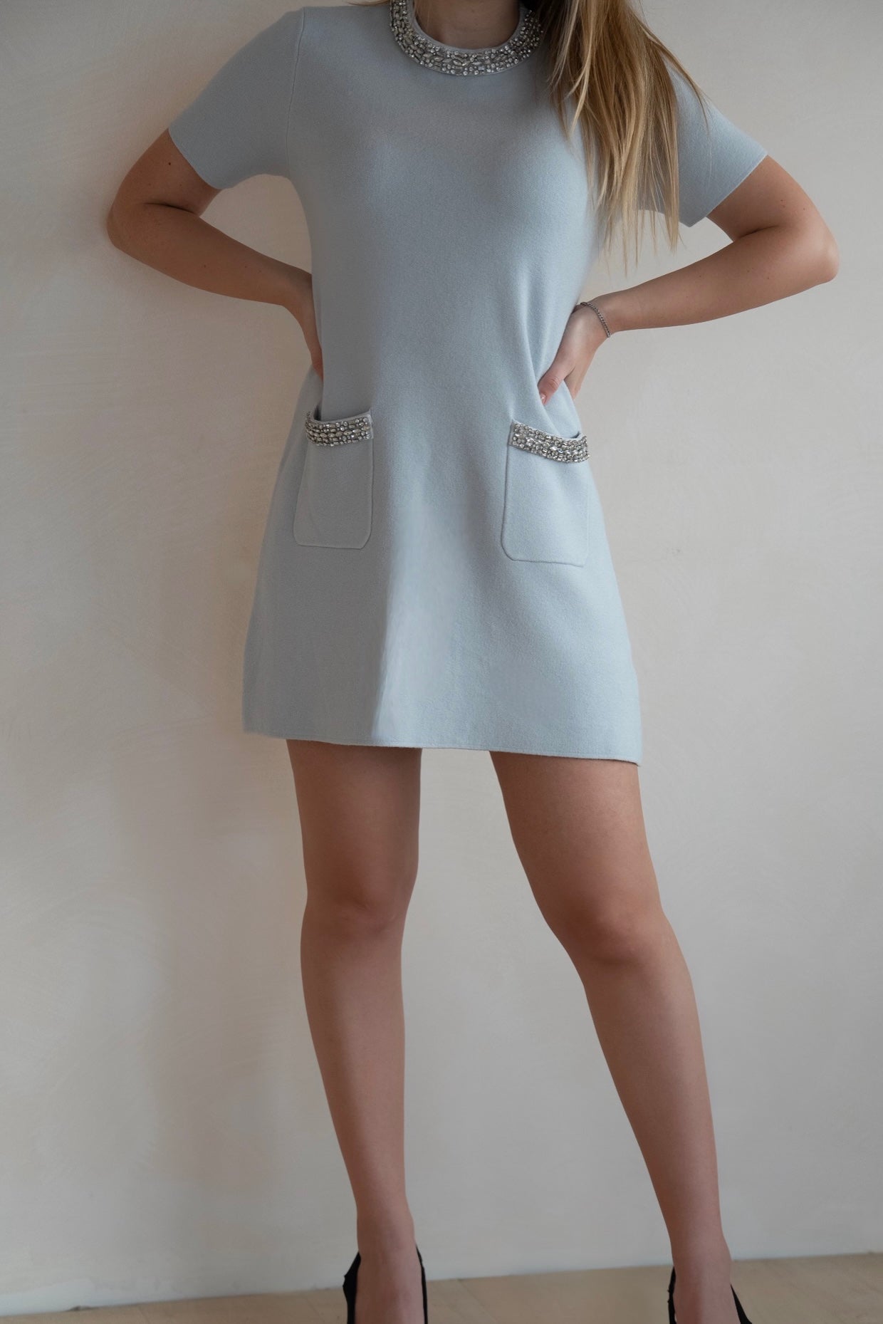 Crystal Sky Blue Knit Dress