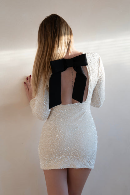 Sequin Bow-Back Mini Dress