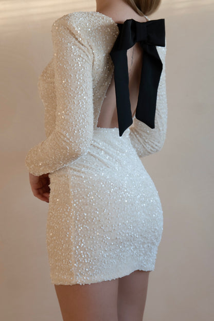 Sequin Bow-Back Mini Dress