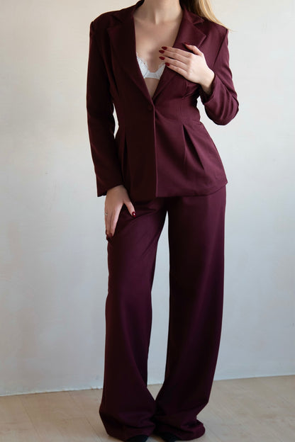 Structured Burgundy Tailored Suit