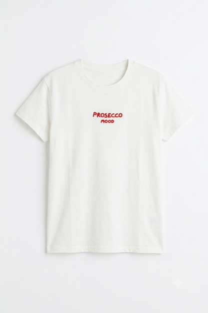 Tricou din Bumbac Prosecco Mood - Scris Roșu Made in Italy