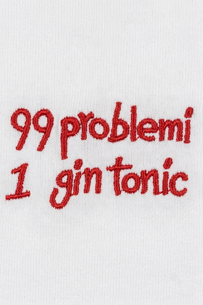 Tricou din Bumbac Gin Tonic - Scris Roșu Made in Italy