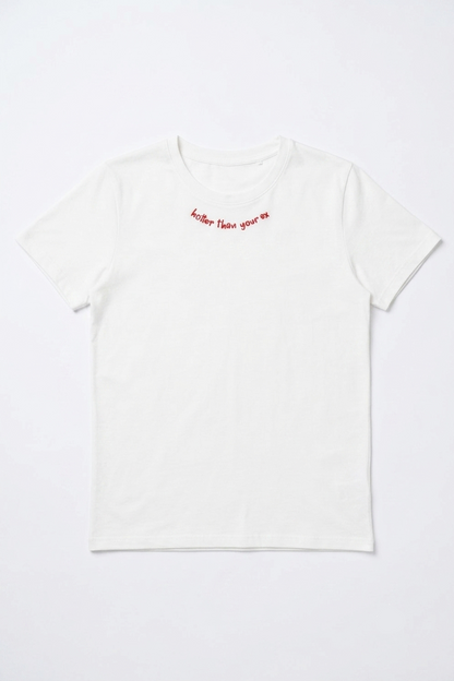 Tricou din Bumbac Hotter Ex - Scris Roșu Made in Italy