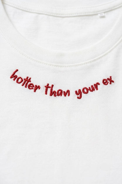 Tricou din Bumbac Hotter Ex - Scris Roșu Made in Italy