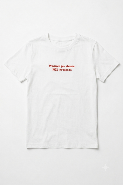 Tricou din Bumbac Previsioni Prosecco - Scris Roșu Made in Italy