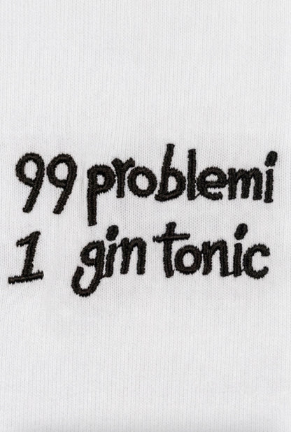 Tricou din Bumbac Gin Tonic - Scris Negru Made in Italy