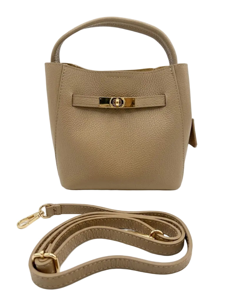 Poșetă din Piele Naturală Hera Beige Made in Italy