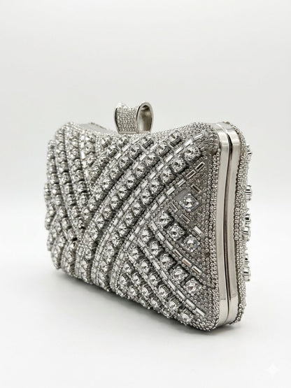 Diamond Glow Clutch - Argintiu