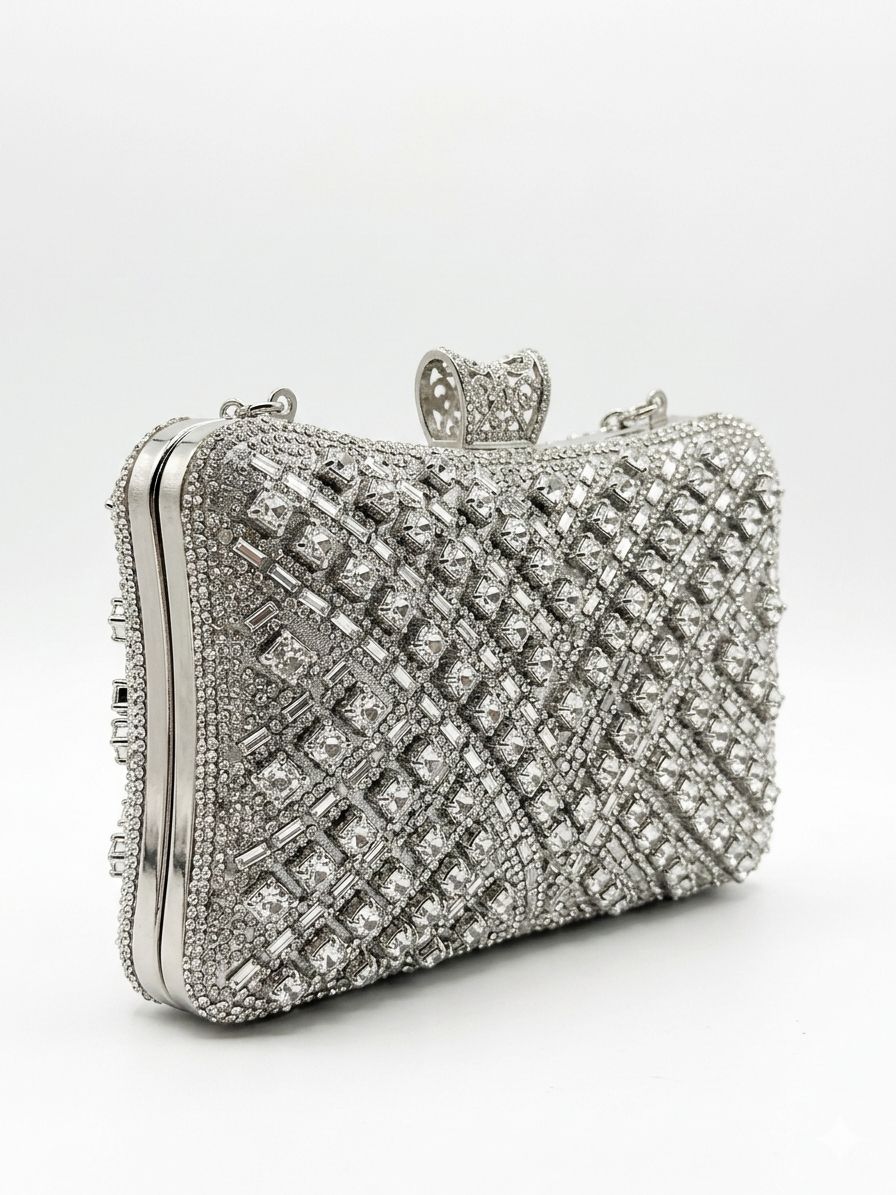 Diamond Glow Clutch - Argintiu